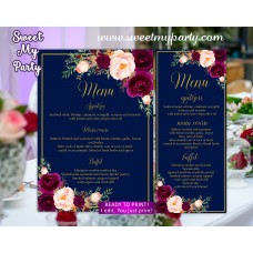 Burgundy Menu cards,Marsala navy menu cards,(84w) Burgundy Menu cards,Marsala navy menu cards,(84w)